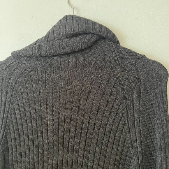 Garnet Hill Merino Wool Cowl Neck Tunic Knit Sweater Gray Women's Size Medium - Picture 9 of 9